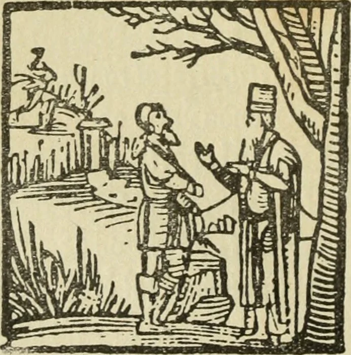 An illustration from Új testamentu maar ellven, mellet az görög és diák ellvbol ... fordijtant [Sylvester János.], 1541, leaf 71