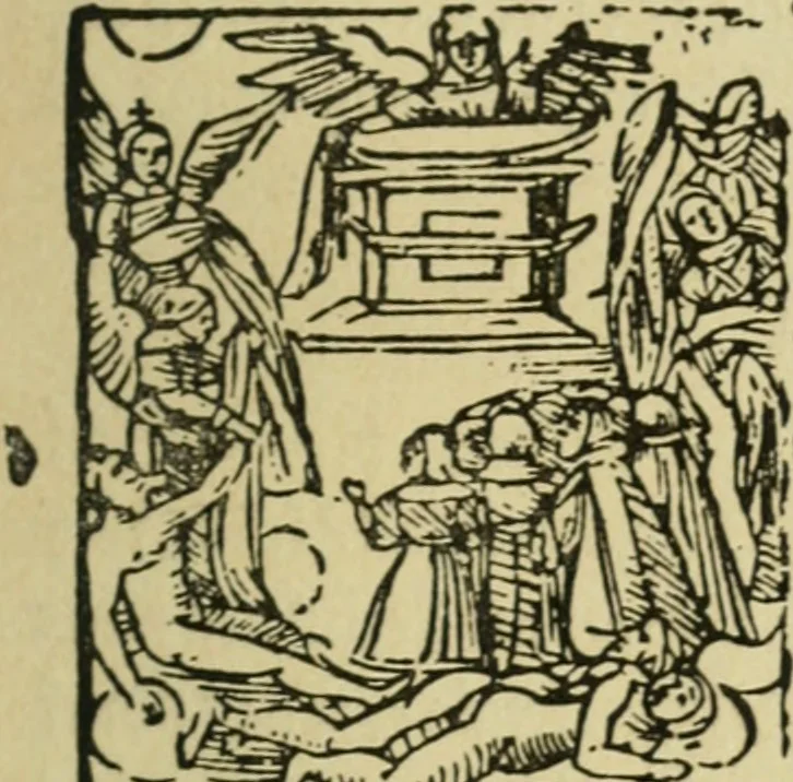An illustration from Új testamentu maar ellven, mellet az görög és diák ellvbol ... fordijtant [Sylvester János.], 1541, leaf 710