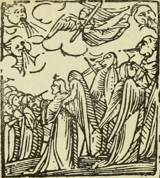 An illustration from Új testamentu maar ellven, mellet az görög és diák ellvbol ... fordijtant [Sylvester János.], 1541, leaf 711