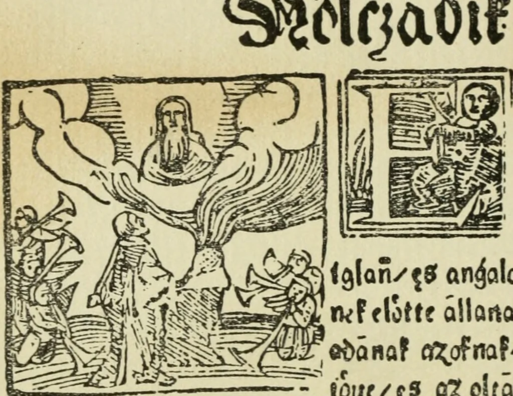 An illustration from Új testamentu maar ellven, mellet az görög és diák ellvbol ... fordijtant [Sylvester János.], 1541, leaf 713