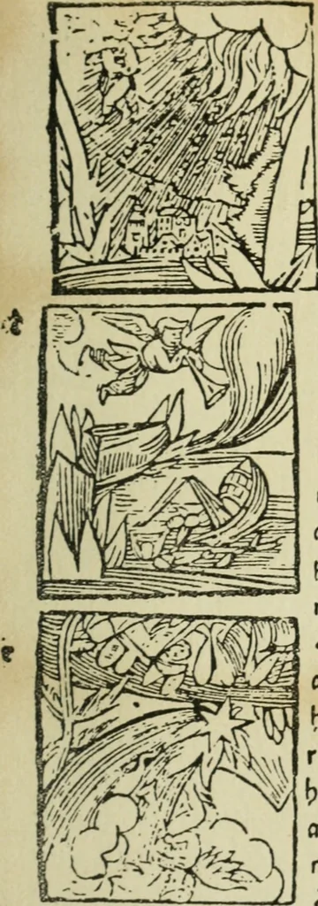 An illustration from Új testamentu maar ellven, mellet az görög és diák ellvbol ... fordijtant [Sylvester János.], 1541, leaf 714