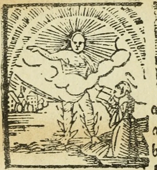 An illustration from Új testamentu maar ellven, mellet az görög és diák ellvbol ... fordijtant [Sylvester János.], 1541, leaf 717