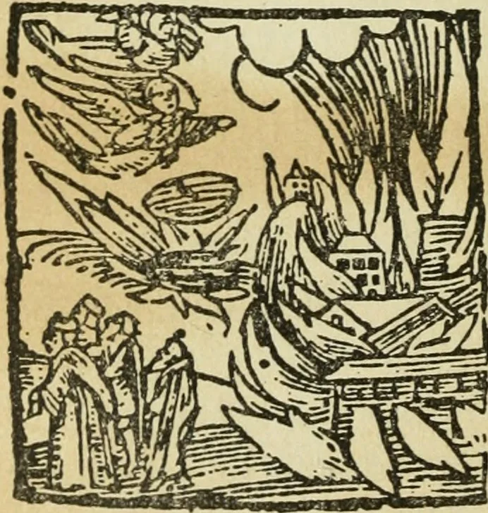 An illustration from Új testamentu maar ellven, mellet az görög és diák ellvbol ... fordijtant [Sylvester János.], 1541, leaf 731