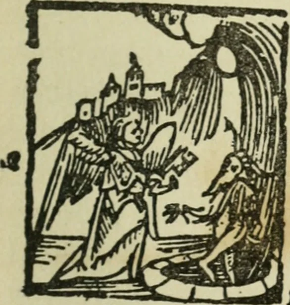 An illustration from Új testamentu maar ellven, mellet az görög és diák ellvbol ... fordijtant [Sylvester János.], 1541, leaf 736
