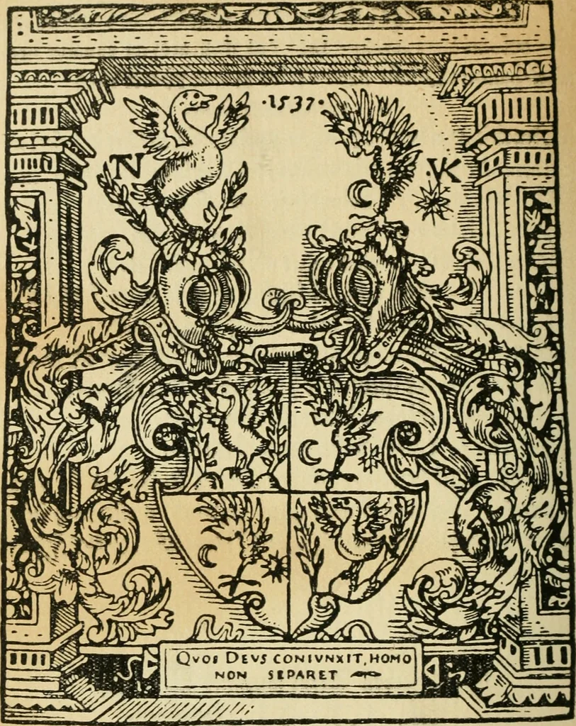An illustration from Új testamentu maar ellven, mellet az görög és diák ellvbol ... fordijtant [Sylvester János.], 1541, leaf 771
