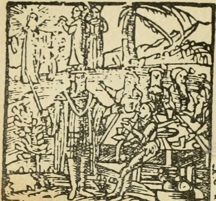 An illustration from Új testamentu maar ellven, mellet az görög és diák ellvbol ... fordijtant [Sylvester János.], 1541, leaf 79