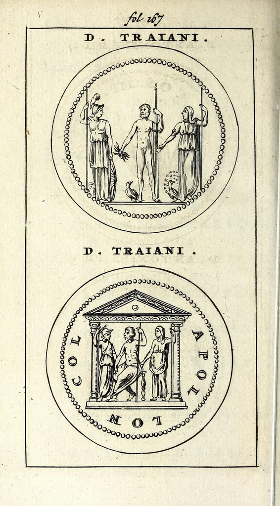An illustration from Justi Rycquii De Capitolio Romano commentarius : in quo, illustria ejus olim aedificia, sacra, & profana : deorum dearumque nomina, arcus item triumphales, columnae, statuae, tropaea, colossi, caeteraque ornamenta adcuratè describuntur, & plura alia antiquitatis monimenta proferuntur, emendantur, explicantur, 1669, leaf 210