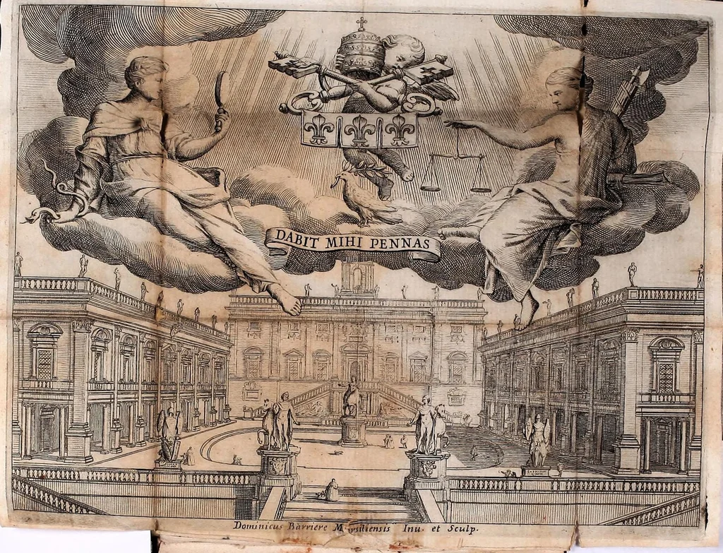 An illustration from Justi Rycquii De Capitolio Romano commentarius : in quo, illustria ejus olim aedificia, sacra, & profana : deorum dearumque nomina, arcus item triumphales, columnae, statuae, tropaea, colossi, caeteraque ornamenta adcuratè describuntur, & plura alia antiquitatis monimenta proferuntur, emendantur, explicantur, 1669, leaf 663