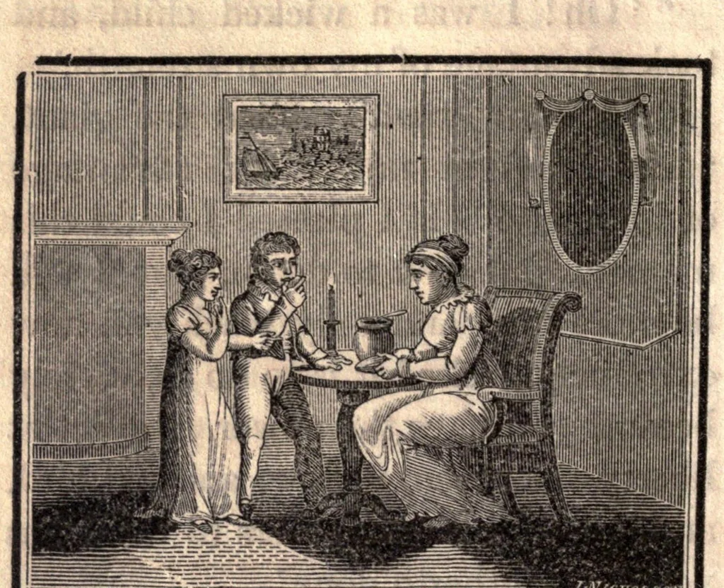 An illustration from Juvenile incidents, or, The studies and amusements of a day, 1820, leaf 90