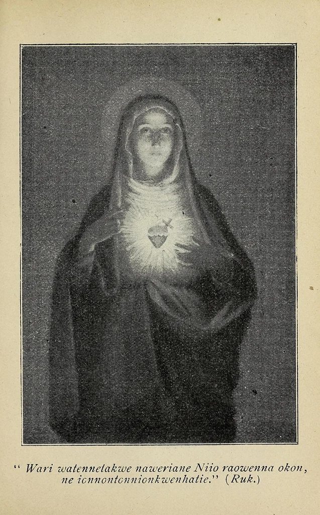 An illustration from Kaiatonsera ionterennaientakwa ne teieiasontha onkwe onwe; ne rotiiatonserisonhonne Tharonhiakanere nok Tekaronhianeken, Kahnawakehronon ronwatini okon kenha, 1903, leaf 405