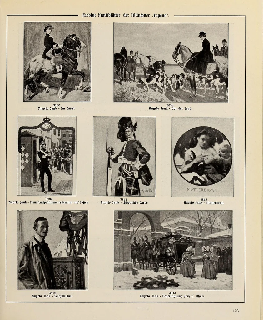 An illustration from Katalog der farbigen Kunstblätter aus der München Jugend : Sonder-Ausgabe der 3000 Kunstblätter der Jugend : ausgewählt aus den Jahrgängen 1896-1911, 1912, leaf 127