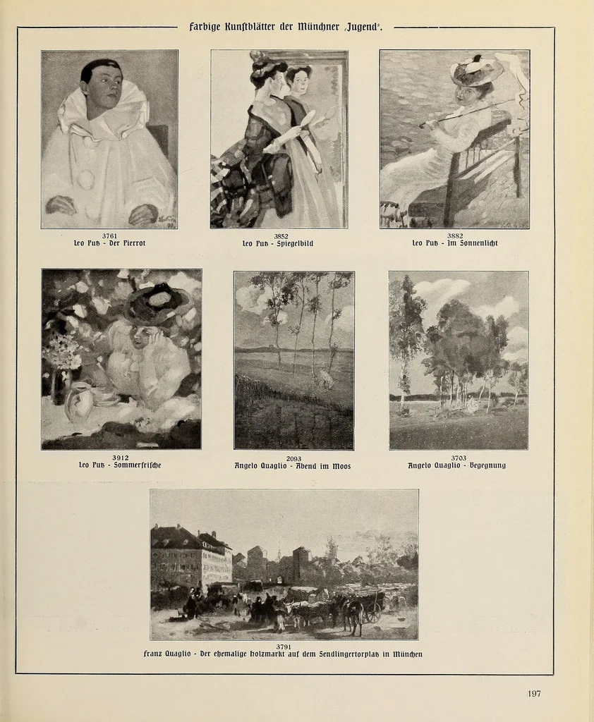 An illustration from Katalog der farbigen Kunstblätter aus der München Jugend : Sonder-Ausgabe der 3000 Kunstblätter der Jugend : ausgewählt aus den Jahrgängen 1896-1911, 1912, leaf 201