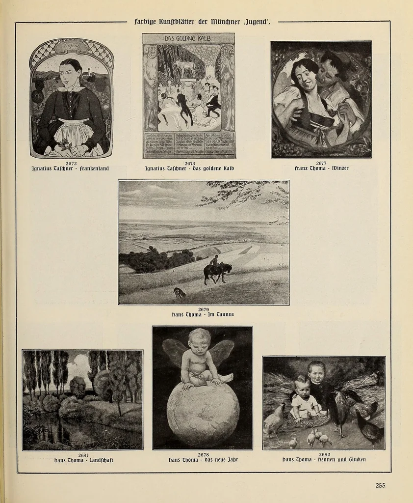An illustration from Katalog der farbigen Kunstblätter aus der München Jugend : Sonder-Ausgabe der 3000 Kunstblätter der Jugend : ausgewählt aus den Jahrgängen 1896-1911, 1912, leaf 259