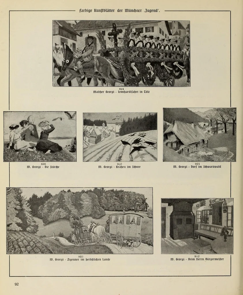 An illustration from Katalog der farbigen Kunstblätter aus der München Jugend : Sonder-Ausgabe der 3000 Kunstblätter der Jugend : ausgewählt aus den Jahrgängen 1896-1911, 1912, leaf 96