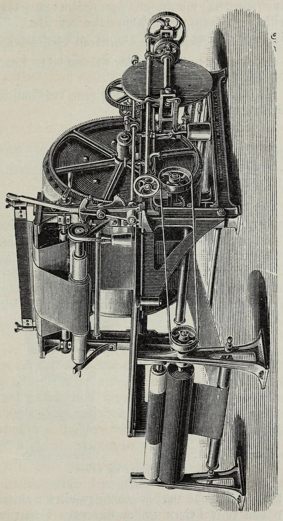 An illustration from Katechismus der Spinnerei, Weberei und Appretur, oder, Lehre von der mechanischen Verarbeitung der Gegespinstfasern, 1890, leaf 305