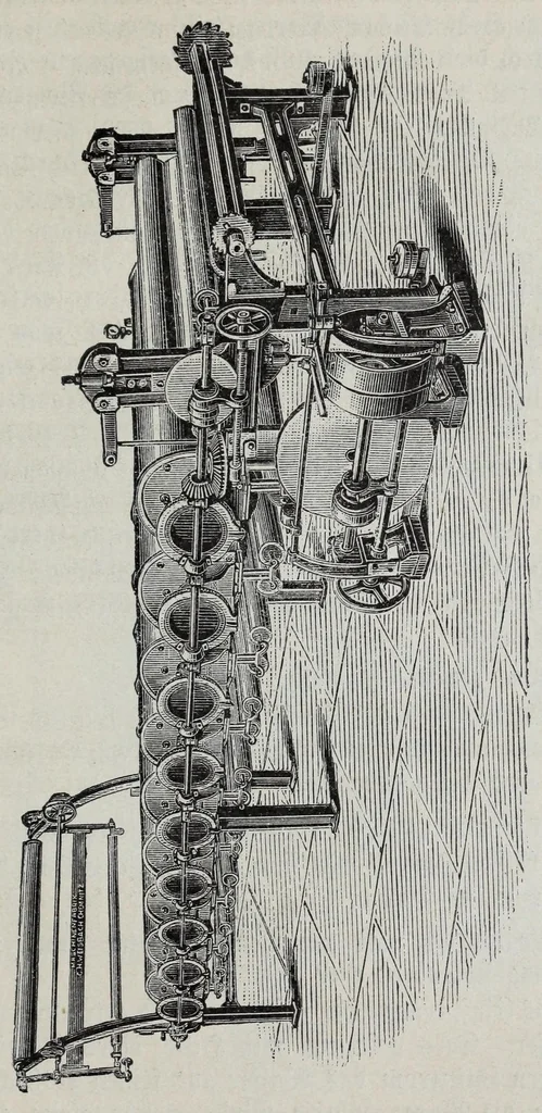 An illustration from Katechismus der Spinnerei, Weberei und Appretur, oder, Lehre von der mechanischen Verarbeitung der Gegespinstfasern, 1890, leaf 315