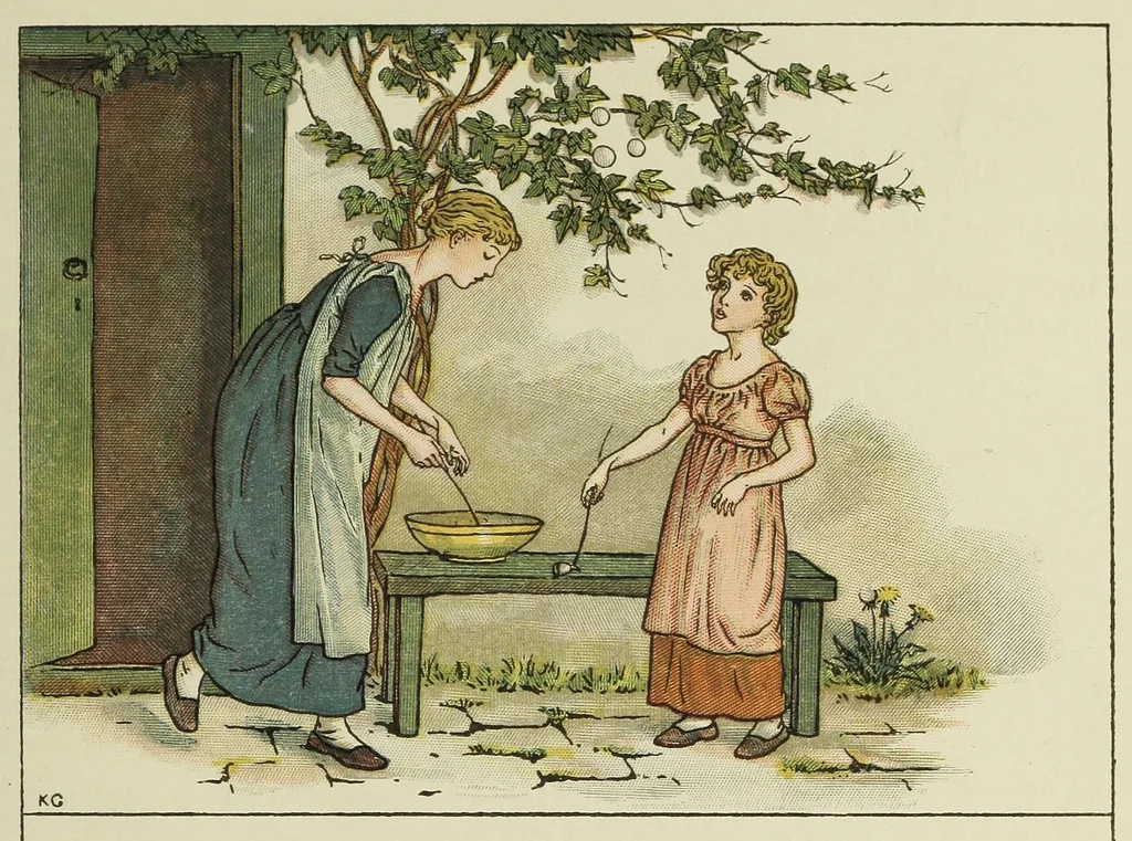 An illustration from Kate Greenaway's book of games, 1889, leaf 49