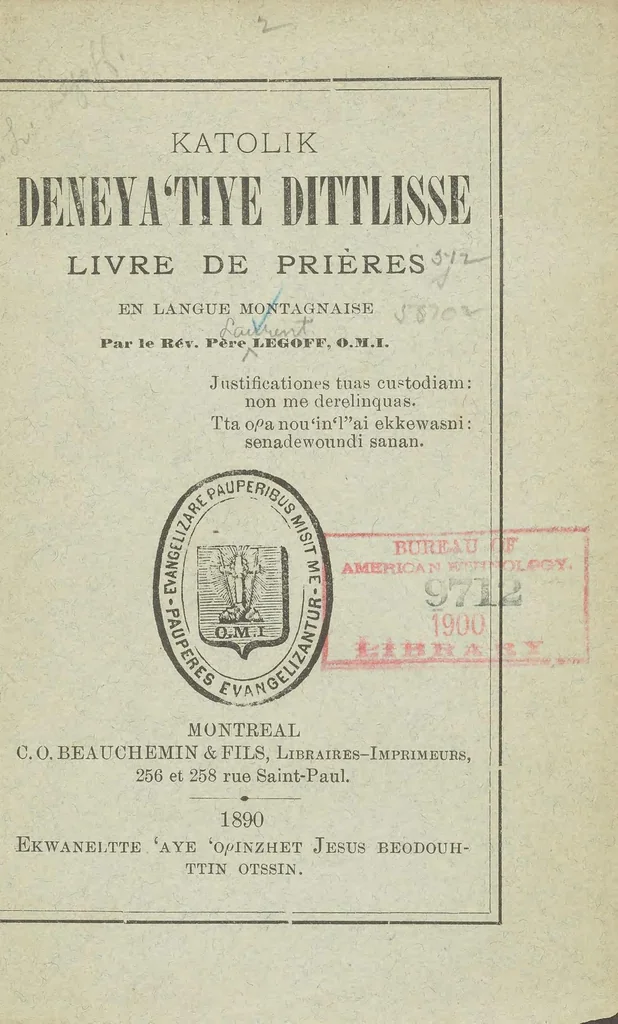 An illustration from Katolik deneya ʻtiye dittlisse. Livre de prières en langue montagnaise, 1890, leaf 11