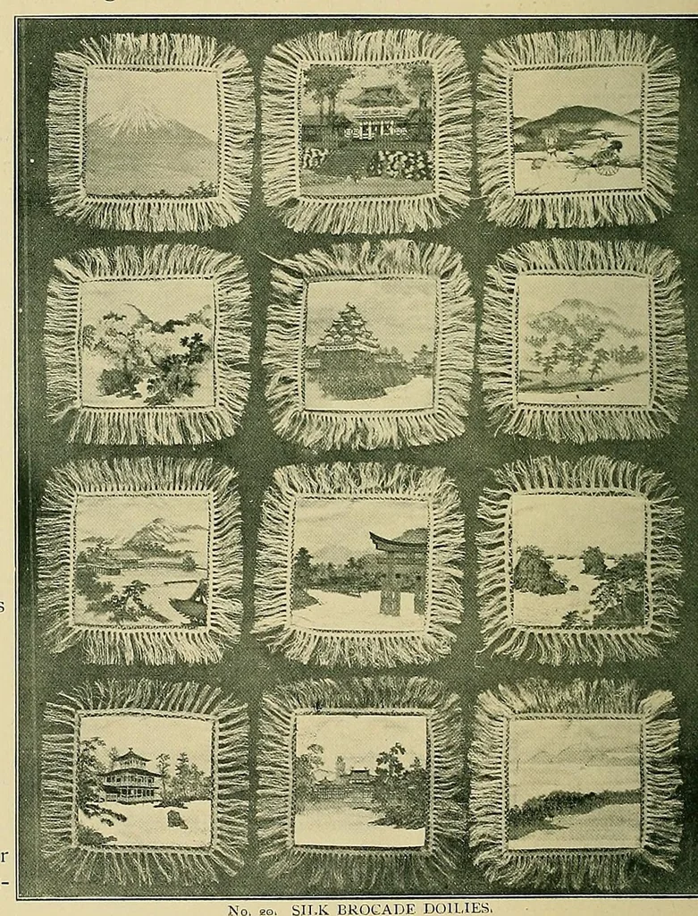 An illustration from Kawashima's art fabrics : exhibits, 1900, leaf 14