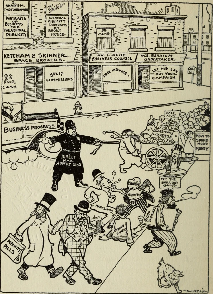 An illustration from Keeping the road open or how to adminster a large advertising appropriation wisely, 1914, leaf 7