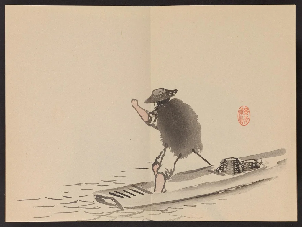 An illustration from Keinen shūgajō, 1906, leaf 12