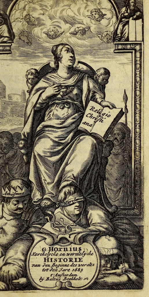 An illustration from Kerkelycke historie, van de scheppinge des werelts, tot 't jaer des Heeren 1666. : Aengehecht met een korte Wereltlyke historie van 't begin der eeuwen tot den selven tijdt., 1685, leaf 7