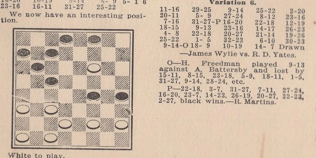 An illustration from Checkers, The Handy Manual, 1923, leaf 6