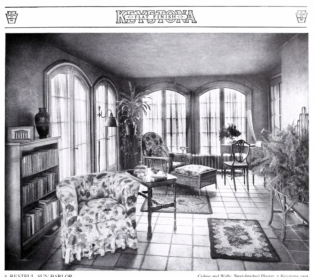 An illustration from Keystona flat finish : for office buildings, schools, hospitals and homes, whether mansion or bungalow., 1927, leaf 15