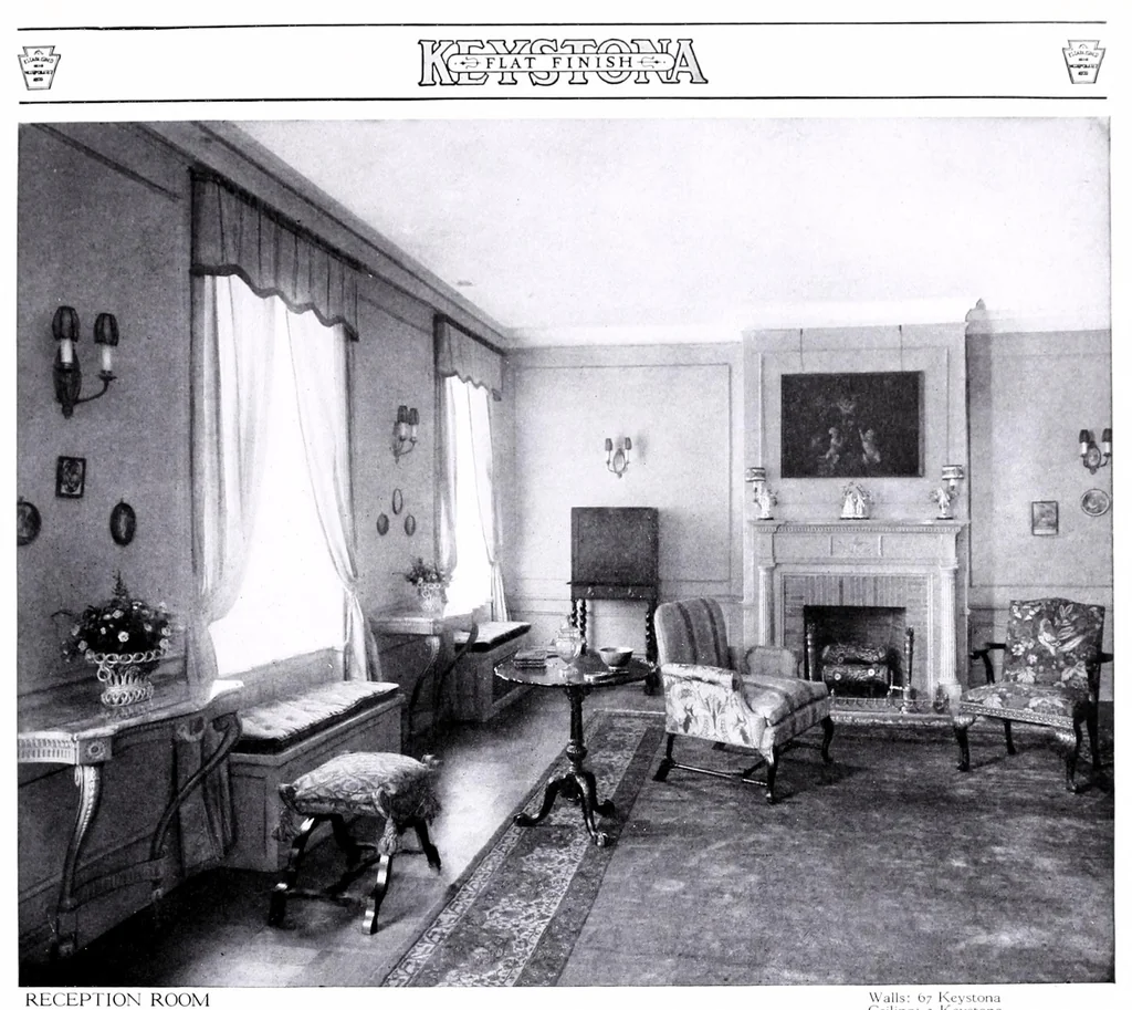 An illustration from Keystona flat finish : for office buildings, schools, hospitals and homes, whether mansion or bungalow., 1927, leaf 17
