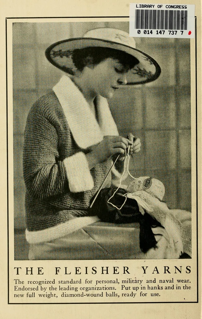 An illustration from Khaki knitting book, 1917, leaf 60