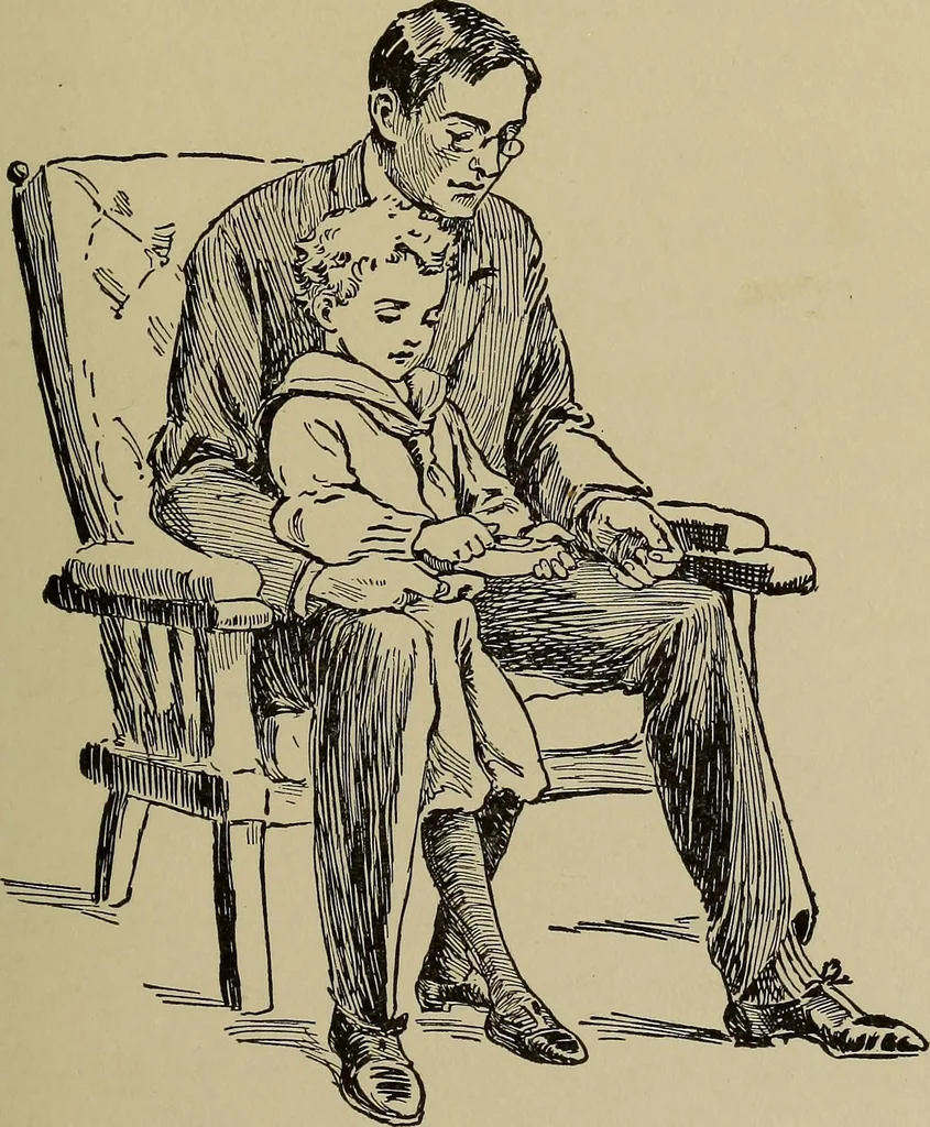 An illustration from The kindergarten in the home; a book for parents and for all interested in child-training, 1909, leaf 200