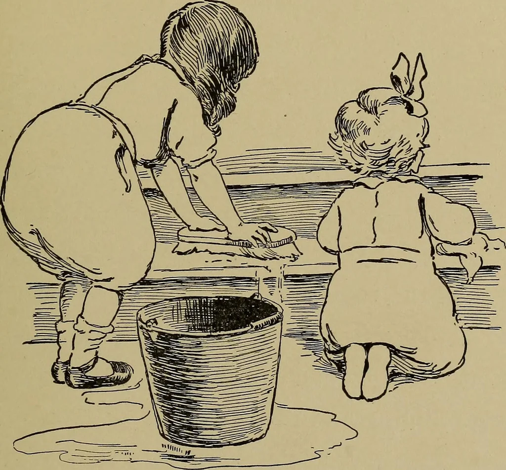 An illustration from The kindergarten in the home; a book for parents and for all interested in child-training, 1909, leaf 98