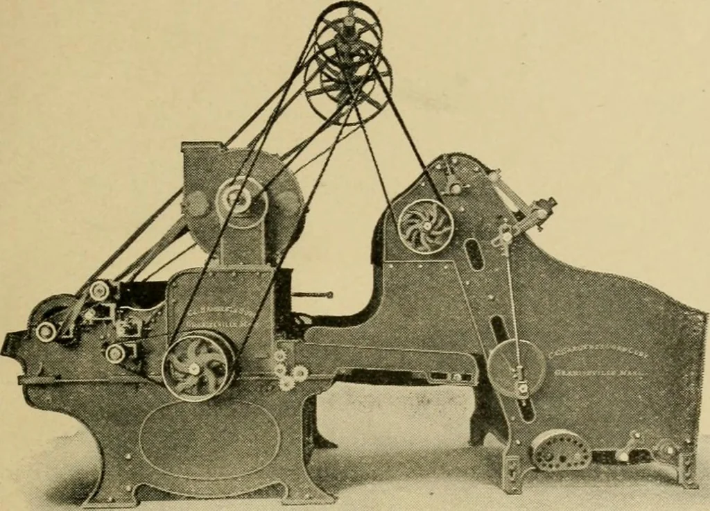An illustration from Kinks on wool carding and spinning, 1912, leaf 104