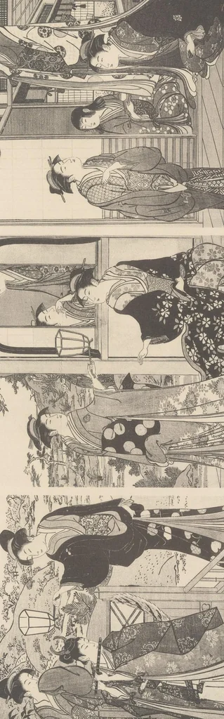An illustration from Kiyonaga, Buncho, Sharaku : estampes japonaises tirées des collections de mm. Bing, Bouasse-Lebel, Bullier, comte de Camondo, mme E. Chausson, Chialiva ... [et d'autres] Et exposées au Musée des arts décoratifs en janvier 1911, 1911, leaf 97