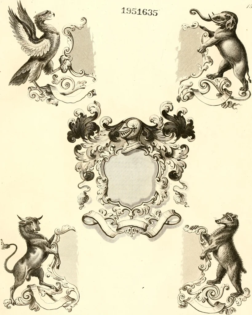 An illustration from Knight's heraldic illustrations designed for the use of herald painters and engravers, 1843, leaf 34