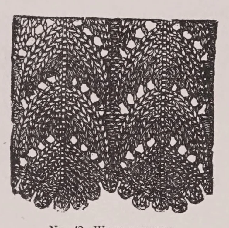 An illustration from Knitting and crochet. A guide to the use of the needle and the hook .., 1885, leaf 30