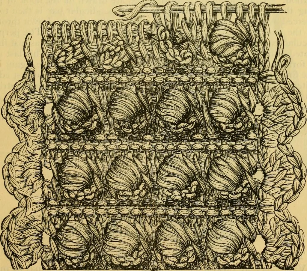 An illustration from Knitting and crocheting, 1885, leaf 12