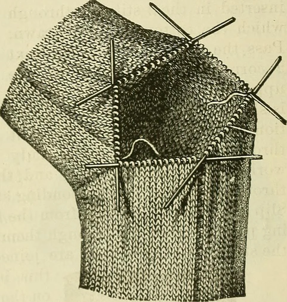 An illustration from Knitting : how to knit and what to knit..., 1884, leaf 15