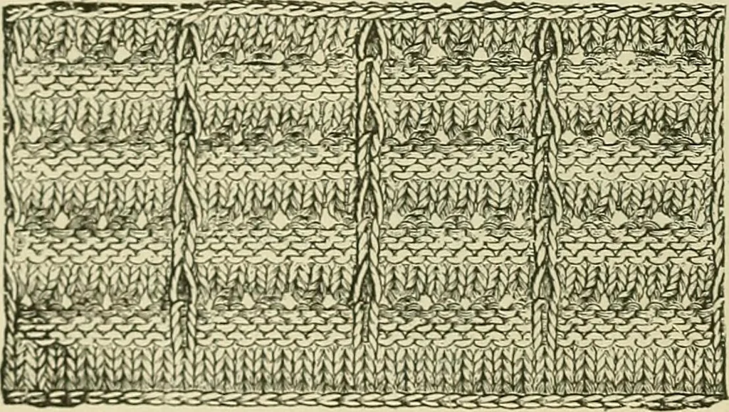 An illustration from Knitting : how to knit and what to knit..., 1884, leaf 27
