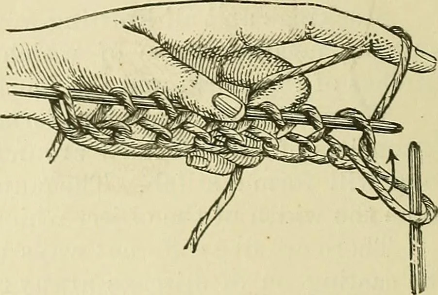 An illustration from Knitting : how to knit and what to knit..., 1884, leaf 5