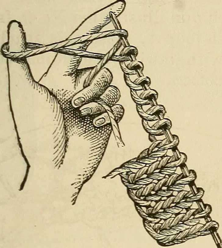 An illustration from Knitting : how to knit and what to knit..., 1884, leaf 6