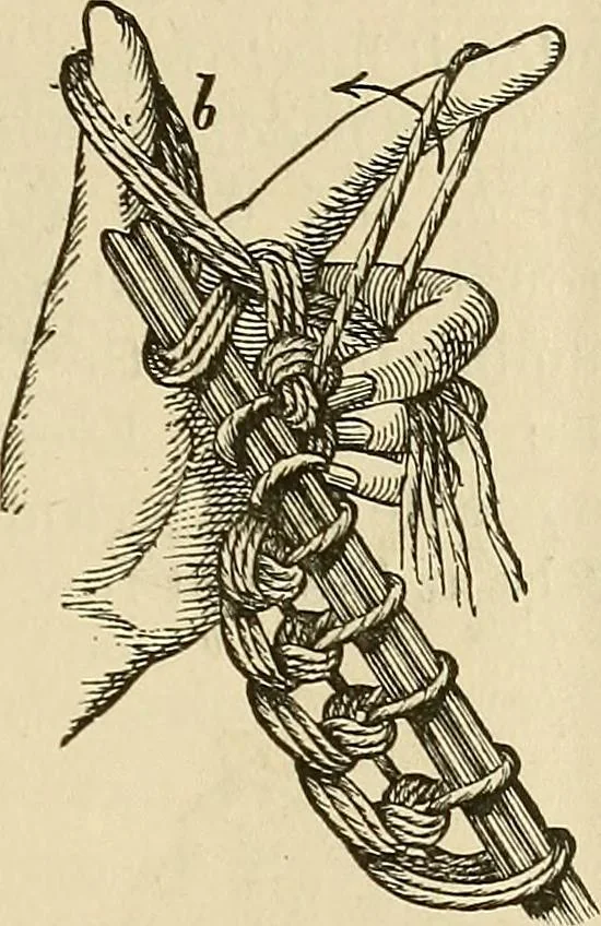 An illustration from Knitting : how to knit and what to knit..., 1884, leaf 6