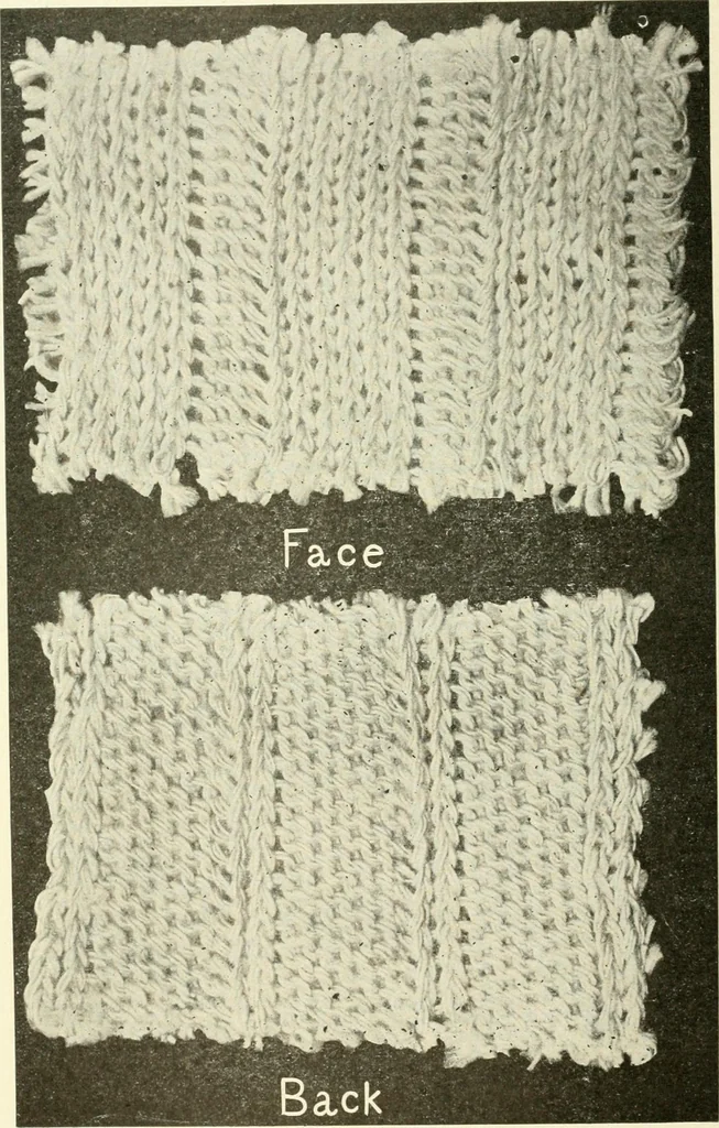 An illustration from Knitting; a manual of practical instruction in the mechanical details of all types of knitting machinery, their operation, adjustment, and care, 1909, leaf 107