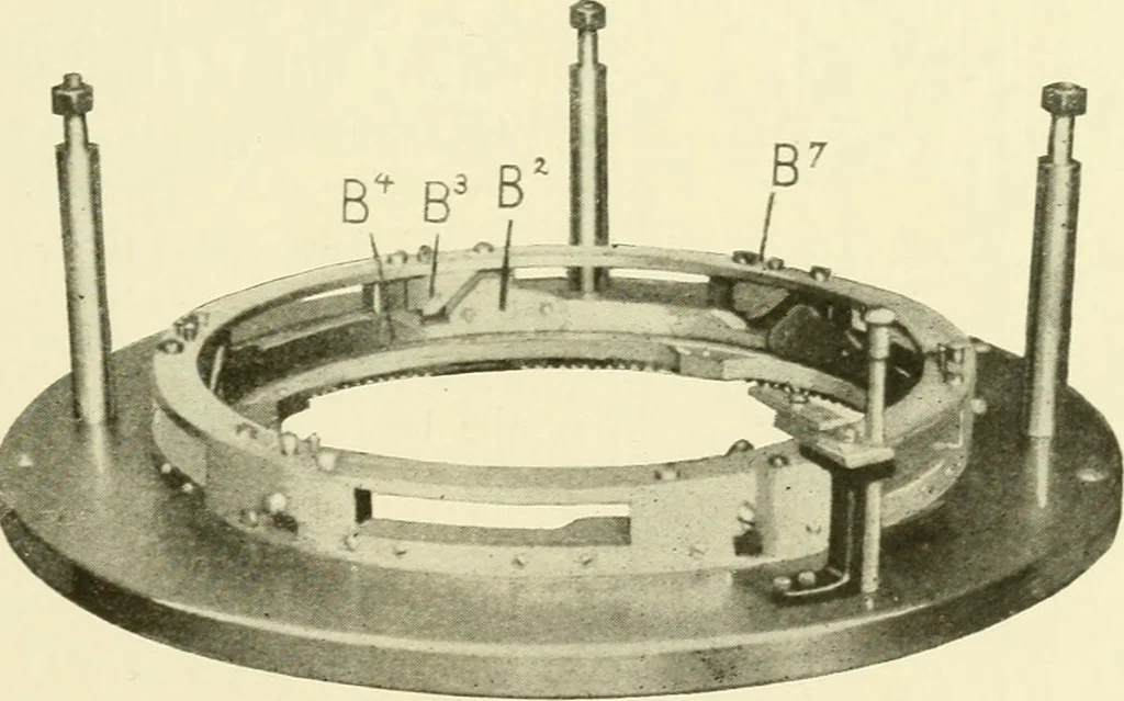 An illustration from Knitting; a manual of practical instruction in the mechanical details of all types of knitting machinery, their operation, adjustment, and care, 1909, leaf 124