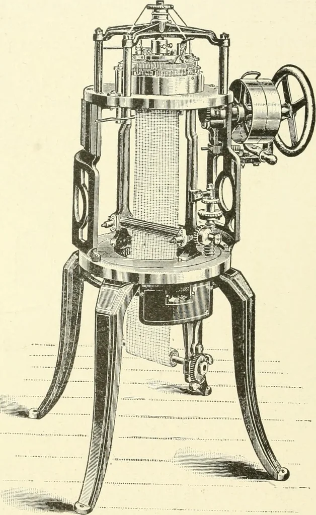 An illustration from Knitting; a manual of practical instruction in the mechanical details of all types of knitting machinery, their operation, adjustment, and care, 1909, leaf 153