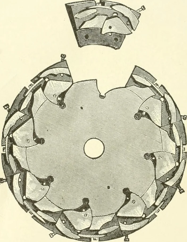 An illustration from Knitting; a manual of practical instruction in the mechanical details of all types of knitting machinery, their operation, adjustment, and care, 1909, leaf 159