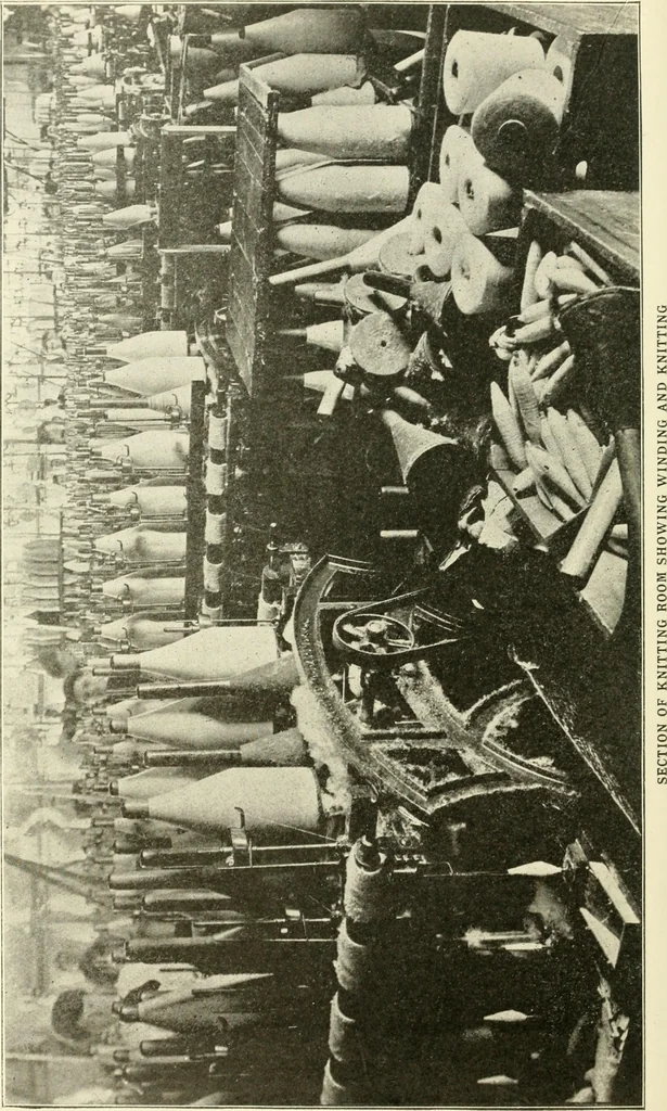 An illustration from Knitting; a manual of practical instruction in the mechanical details of all types of knitting machinery, their operation, adjustment, and care, 1909, leaf 163