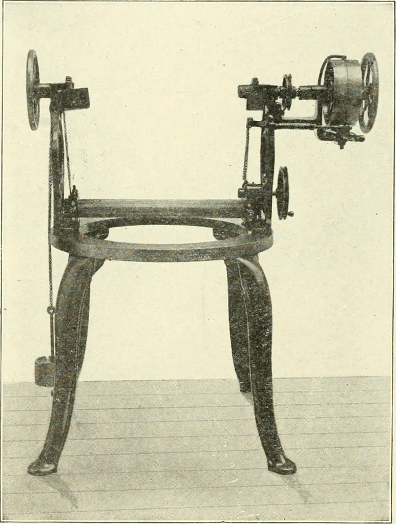 An illustration from Knitting; a manual of practical instruction in the mechanical details of all types of knitting machinery, their operation, adjustment, and care, 1909, leaf 175