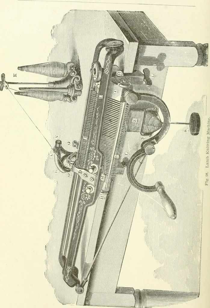 An illustration from Knitting; a manual of practical instruction in the mechanical details of all types of knitting machinery, their operation, adjustment, and care, 1909, leaf 205