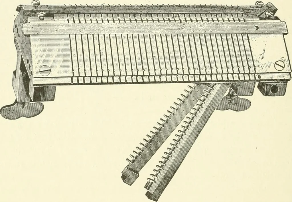 An illustration from Knitting; a manual of practical instruction in the mechanical details of all types of knitting machinery, their operation, adjustment, and care, 1909, leaf 209